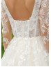 Long Sleeves Ivory Lace Tulle Fashionable Wedding Dress